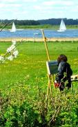 Plein Air Piainting mit Blick auf die Schlei im Galeriegarten Stexwig 