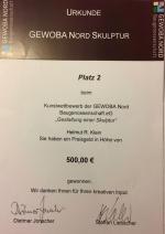 Urkunde  Kunstwettbewerb der Gewoba Nord . 2. Preis für Helmut R. Klein jpg