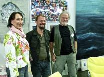 2014 09 BBK. Schau der 1000 Bilder Sparkassenarena Kiel, Stand der Galerie Stexwig, Mechthild Wichmann-Kramp, Christof Klemmt und Helmut R. Klein 