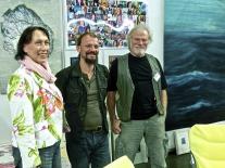 2014 09 BBK. Schau der 1000 Bilder Sparkassenarena Kiel, Stand der Galerie Stexwig, Mechthild Wichmann-Kramp, Christof Klemmt und Helmut R. Klein 